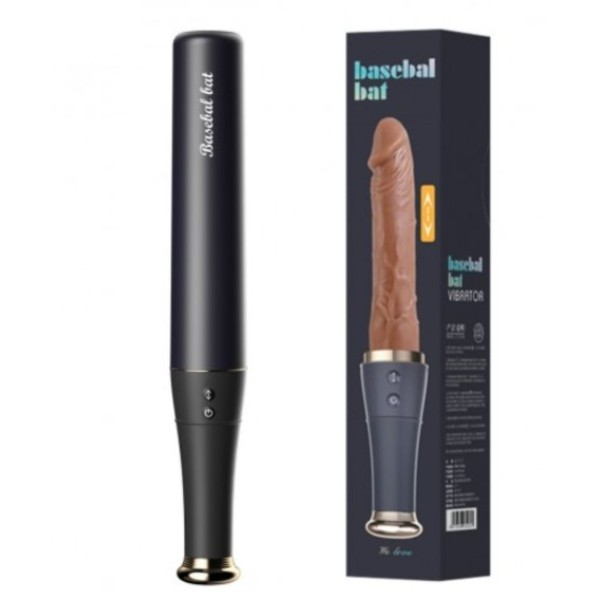 Protese 19cm Vai E Vem e Vibração Basebal Bat Vibrador Aparência Realística 10 Modos 