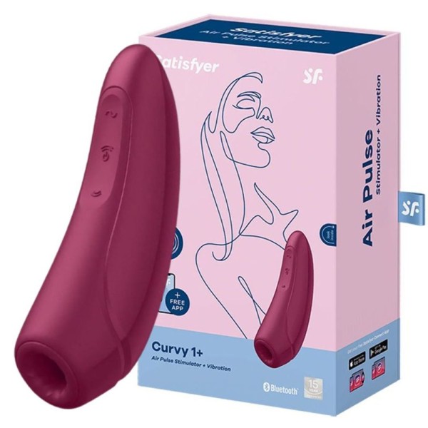 SATISFYER CURVY 1+ ESTIMULADOR CLITORIANO 11 MODOS DE VIBRAÇÃO CONTROLE APLICATIVO BLUETOOTH SUGADOR